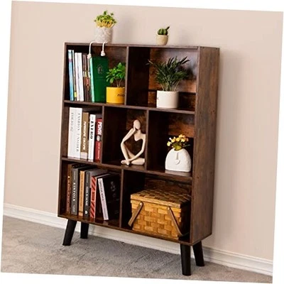  Cubo Estantería 3 Niveles Mediados de Siglo Rústico Marrón Moderno 7 Cubos Retro Marrón Foto 1 de 4