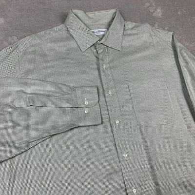Brooks Brothers Makers Shirt Mens 17.5 32/33 Green Made in USA Long Sleeve - Image 1 of 4