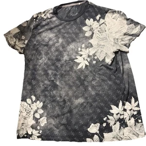Guess T Shirt Mens XXL 2XL Black Floral Short Sleeve Crewneck Cotton Pullover - Picture 1 of 11
