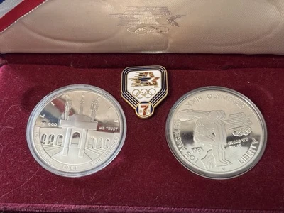 1983-1984 S Proof US Mint Los Angeles Olympics Silver Dollar 2-Coin Set - Image 1 of 4