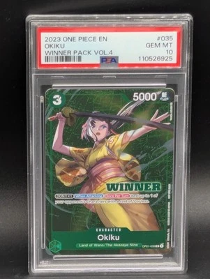 PSA 10 GEM MT Okiku Winner OP01-035 English Promo One Piece Tournament Pack Vol4 - Image 1 of 2