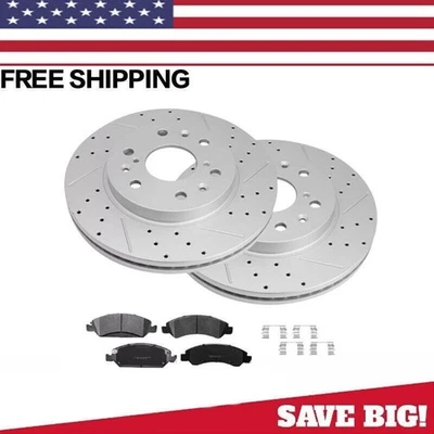 Rotores perforados delanteros + pastillas de freno para Chevy Silverado GMC Sierra 1500 12,99 pulgadas Foto 1 de 2