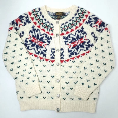 Cárdigan suéter nórdico vintage años 90 Eddie Bauer Fair Isle abotonado para mujer S Foto 1 de 4