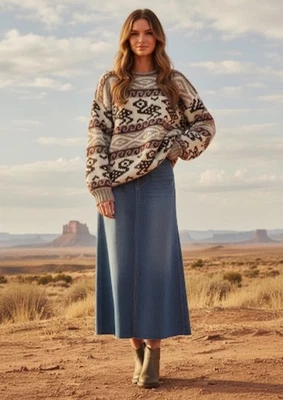 Suéter Tricot Vintage Express Para Mujer Grande Grueso Tejido a Mano Lana Angora Azteca Foto 1 de 4