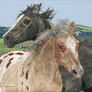 Judy Larson EBENEZER & THE WAR HORSE, Chief Joseph giclee canvas Horses #198/200 - Picture 1 of 1