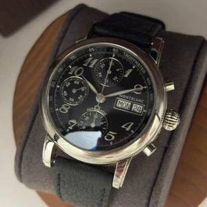 Montblanc Meisterstück 7016 Automatic Chronograph Day Date Black Men's Watch - Afbeelding 1 van 12