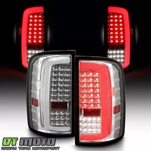 2014-2018 GMC Sierra 1500 2500HD 3500HD Chrome LED Tube Tail Lights Brake Lamps - Picture 1 of 9