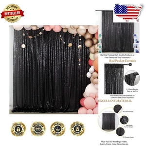 Luxurious 10FT Black Glitter Backdrop for Photos, Weddings & Baby Showers - Picture 1 of 9
