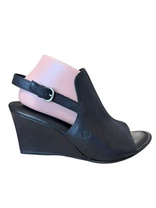 Born Bevi Wedge Heels Shoes Leather Slingback Buckle 11M - Picture 1 of 6