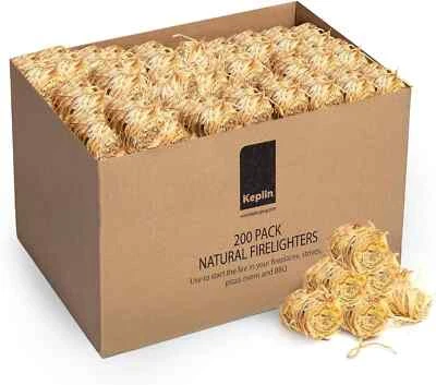 Natural Firelighters - 200 Pack | Eco Friendly Wood Firelighters | Quick Wood Wa - image 1 of 4
