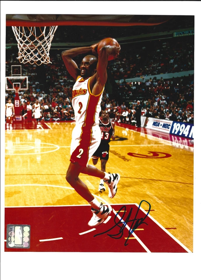 Foto firmada con autógrafo de Stacey Augmon de 8 x 10 pulgadas HAWKS Foto 1 de 1
