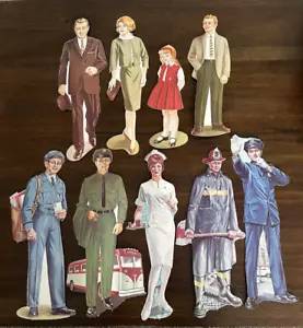 Vtg Lot Eureka 64’ Die Cut School Teachers Aid Jobs Nurse Police Fireman Family - Picture 1 of 3