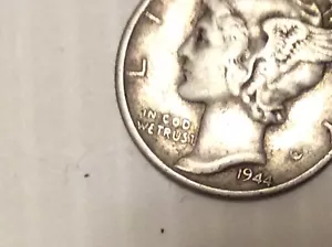 More details for a 1944 usa united states silver mercury dime ten cents coin left as found