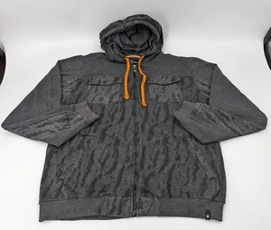 Burnside Hombres Gris Tigre Rayas Cremallera Completa Chaqueta con Capucha Sudadera con Capucha Talla Grande - Imagen 1 de 13