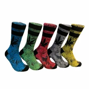 Marijuana Weed Leaf Printed Cotton Unisex Colorful Sports Comfort Crew Socks - Picture 1 of 21