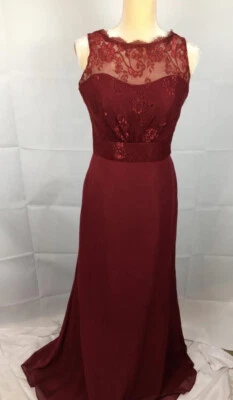 NUEVO Impresionante Vestido de Novia Impresionado Talla 10 Rojo Formal Dama de honor Baile de graduación Espalda en V Foto 1 de 3