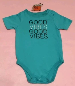 GOOD VIBES BABY TEAL ONE PIECE BODYSUIT 6-9 MONTHS UNISEX GARANIMALS - Picture 1 of 4