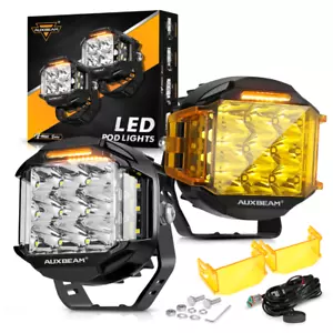 AUXBEAM 5" 168W 16440LM Combo Beam Side Shooter LED Round Pod Lights w Amber DRL - Bild 1 von 12