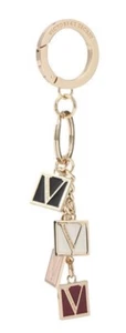 VICTORIAS SECRET MONOGRAM DICE LOGO BAG CHARM KEYCHAIN PINK GOLD KEY RING NWT - Picture 1 of 1