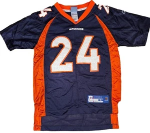 Reebok Denver Broncos On Field Champ Bailey Jersey Orange and Blue Size Small - Picture 1 of 10