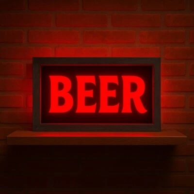 Placa de caixa de luz LED CERVEJA - Decoração de bar arte de parede para homem caverna pub cervejaria caseira - Imagem 1 de 4