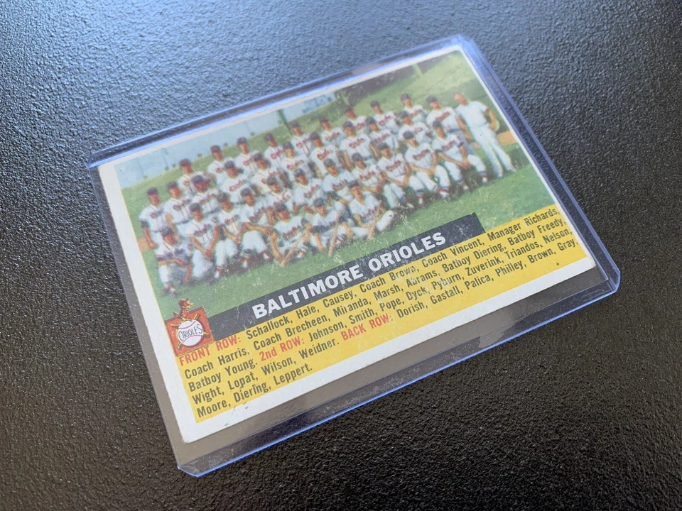 Бейсбольная карточка 1956 Topps Baltimore Orioles фотография команды No100 - Изображение 1 из 4
