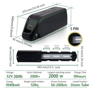 52V Hailong Ebike Battery for 200W-2000W Electric Bicycle Motor Bike 40Amp BMS - Picture 1 of 18