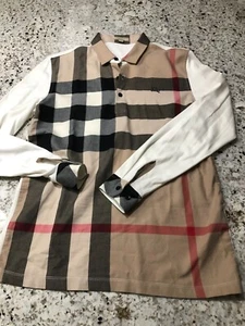 POC Burberry Brit Long Sleeve Polo Men's L Check w/Ivory - Picture 1 of 15