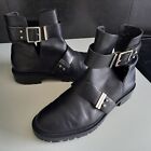 Zara Black Leather Ankle Boots Size UK 7