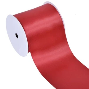 Red Double Faced Satin Ribbon for Crafts Bows Wedding Decor 3"×10 Yards - Picture 1 of 3