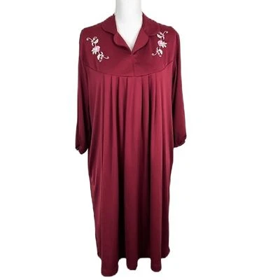 Vestido Granada Mujer Grande Granate Cuello Vestido Manga Larga Prendas para dormir Maxi Foto 1 de 4