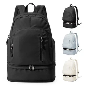 Black Gym Backpack for Women Men Backpack With Shoe Compartment Lightweight T... - Picture 1 of 7