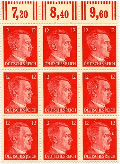 Germany Mi 788 Scott # 511B Block  of 9 MNG 1941 WWII 3rd Reich War Hitler - Image 1 of 1