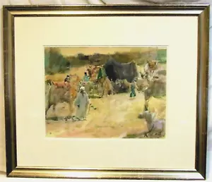 Tom Coates Giza Egypt original signed watercolour painting wall decor arab art - Picture 1 of 8