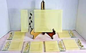 Serving Tray Glass Tray With (6) Appetizer Hors d'oeuvre Plates - Picture 1 of 23