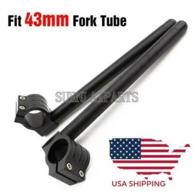 Black 43mm Fork Tube 7/8" Clip-On Handlebar For Kawasaki Ninja ZX11 1990-1997 - Image 1 of 3
