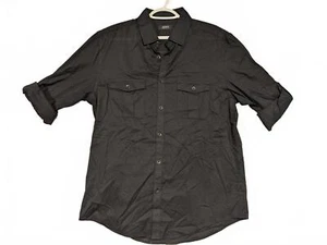 Alfani Men's Short Sleeve Button-Up Shirt - Black - Picture 1 of 11
