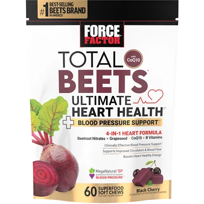 FORCE FACTOR Total Beets Ultimate Heart Health Soporte para Presión Arterial Masticables Foto 1 de 4