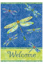 Welcome Cartoon dragonfly Decorative House Banner Double-sided Garden Flag