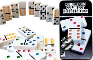 1 Double Six Color Dot Dominoes Set Classic Games SET of 28 Cardinal Games - New