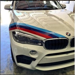 set of M COLORS 3 Stripes Hood Decal fit BMW Motorsport M3 M5 M6 F G series  - Picture 1 of 1