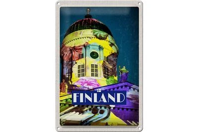 Blechschild Reise 20x30 cm Finnland Kirche Skulptur Mittelalter Schild tin sign - Bild 1 von 4