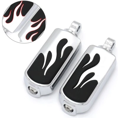 Clavijas cromadas patrón de llama clavijas de pie de 10 mm para Harley Touring Softail Sportster EE. UU. Foto 1 de 4