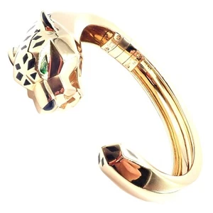 Authentic! Cartier Panther Panthere 18k Yellow Gold Bangle Bracelet Size 16 Cert - Picture 1 of 13