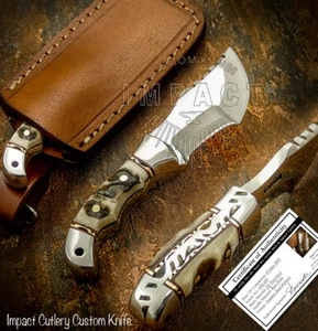 CUSTOM D2 FULL TANG MINIATURE TRACKER KNIFE RAM HORN HANDLE IMPACT CUTLERY - Picture 1 of 10