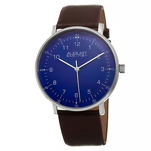 Nuevo reloj para hombre August Steiner AS8090BR cuarzo suizo esfera azul correa de cuero - Imagen 1 de 4