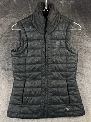 Straight Down Women's Vest Size XS Black Gray Camouflage Camo Full Zip Jacket - Image 1 of 4