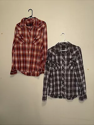 A Lot of 2 SOUTHERN THREAD WESTEN SHIRTS preowned Shirts Snaps L/S size Large - Image 1 of 4