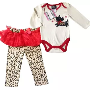 NWT Baby Girl's Outfit 3-6 Months Long Sleeve Body Suit & Tutu Leopard Pants Set - Picture 1 of 7