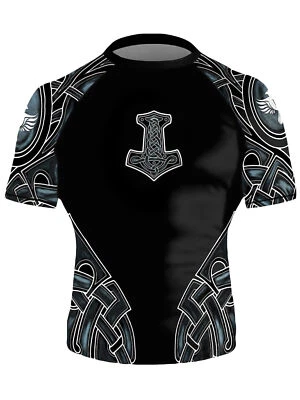 Raven Fightwear Men's Nordic 2.0 BJJ Rash Guard Short Sleeve MMA Black V1  - Image 1 of 3